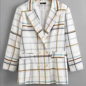 SHEIN Plus Size Plaid Blazer